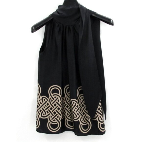 Banana Republic Silk Tie Neck Halter Top Womens Small Black Y2K Office Glam - Picture 2 of 12